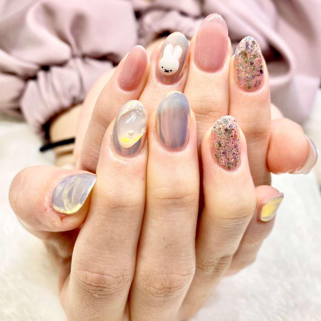 ハンド ラメ ハート 3d ニュアンス Fluoriteのネイルデザイン No ネイルブック