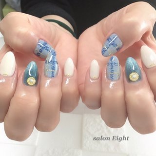 水色 ブルー ブランケットネイルのネイルデザイン ネイルブック