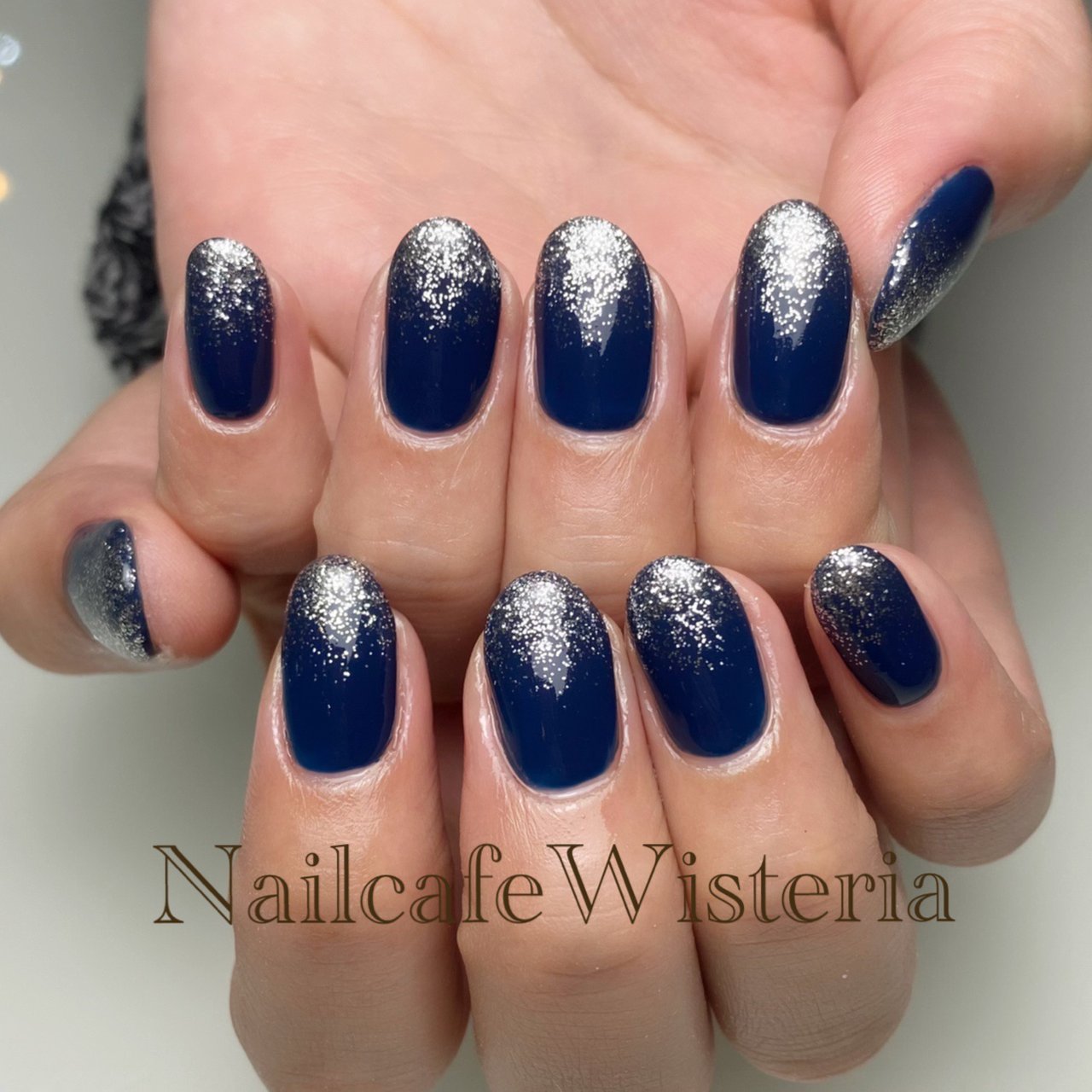 ネイビー シルバー Nailcafewisteriaのネイルデザイン No ネイルブック