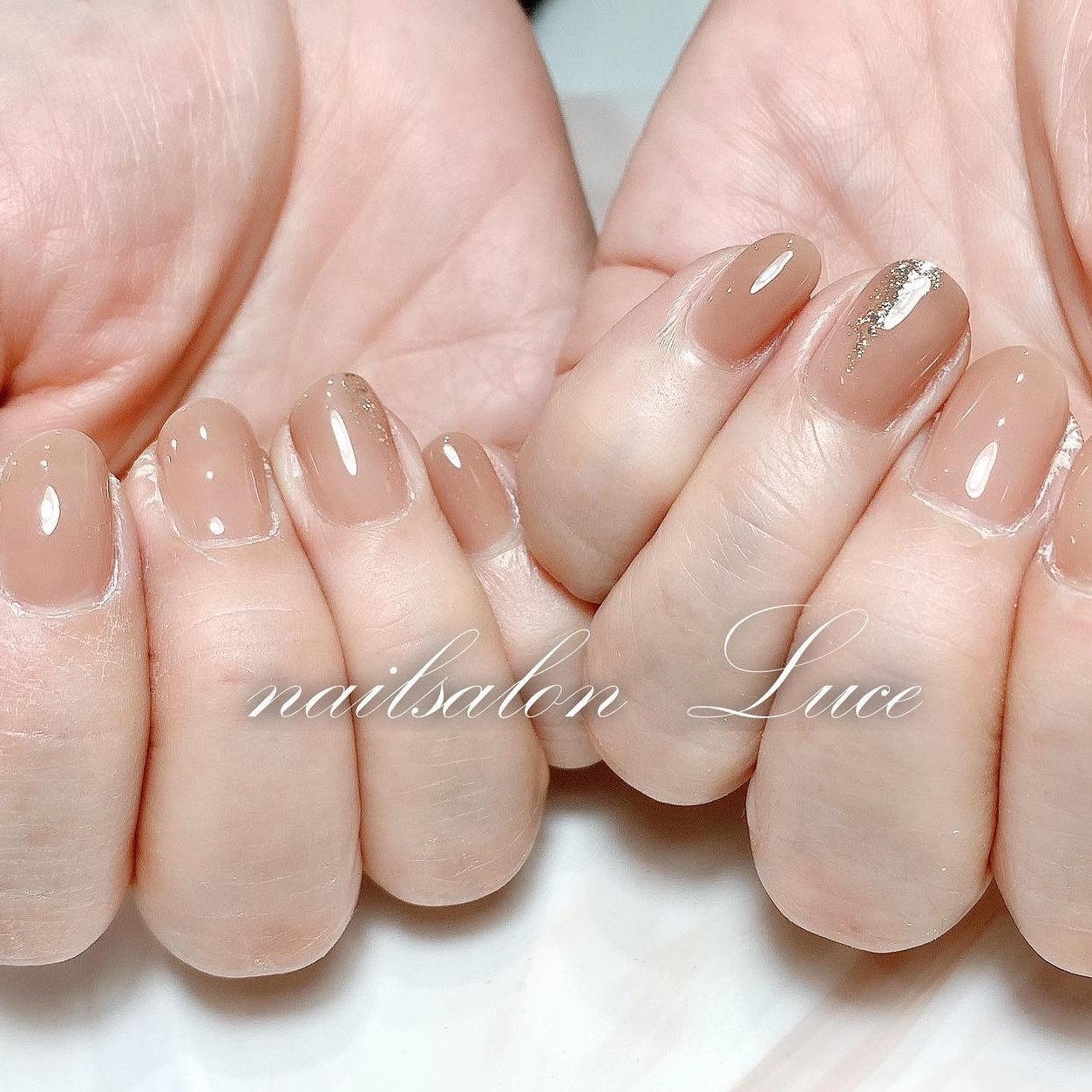 ハンド シンプル ラメ ワンカラー ベージュ Nail Salon Luceのネイルデザイン No ネイルブック