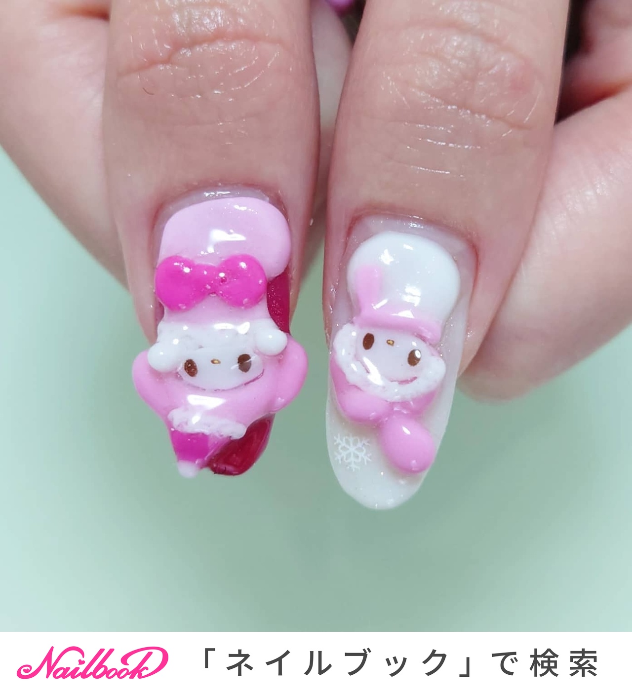 クリスマス ピンク マイメロのネイルデザイン ネイルブック