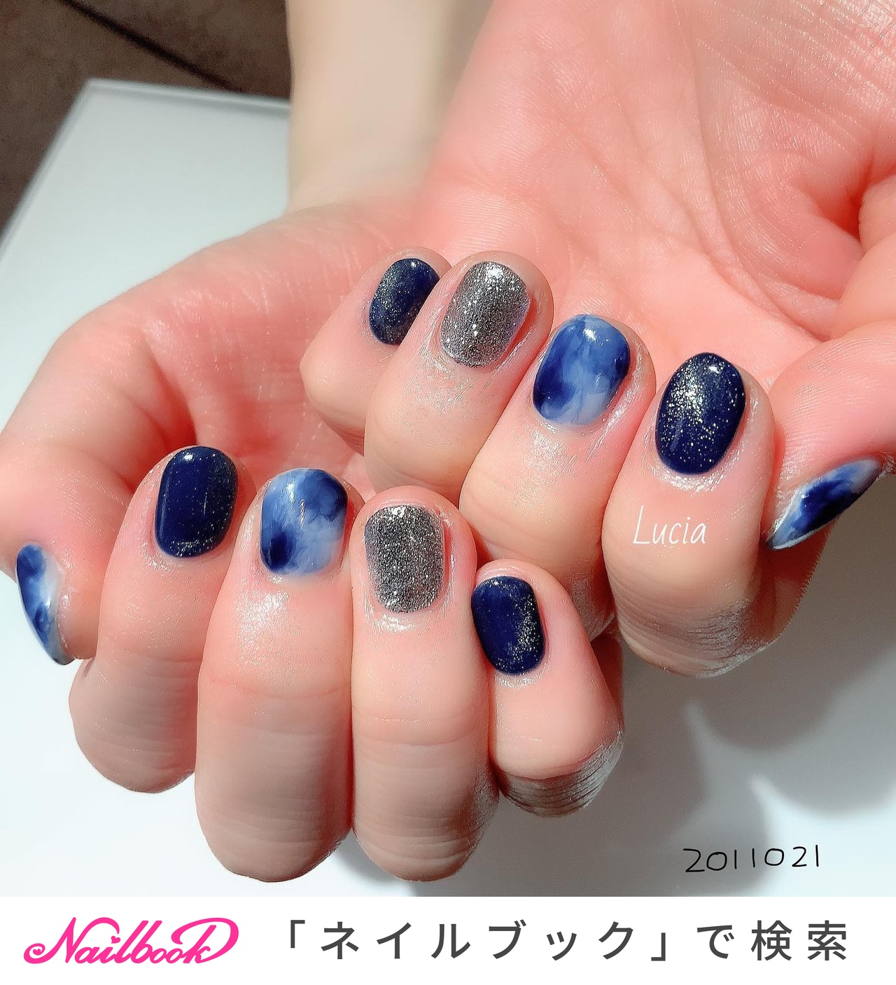 21年 新着順 パーティー お呼ばれ 青べっ甲ネイルのネイルデザイン ネイルブック