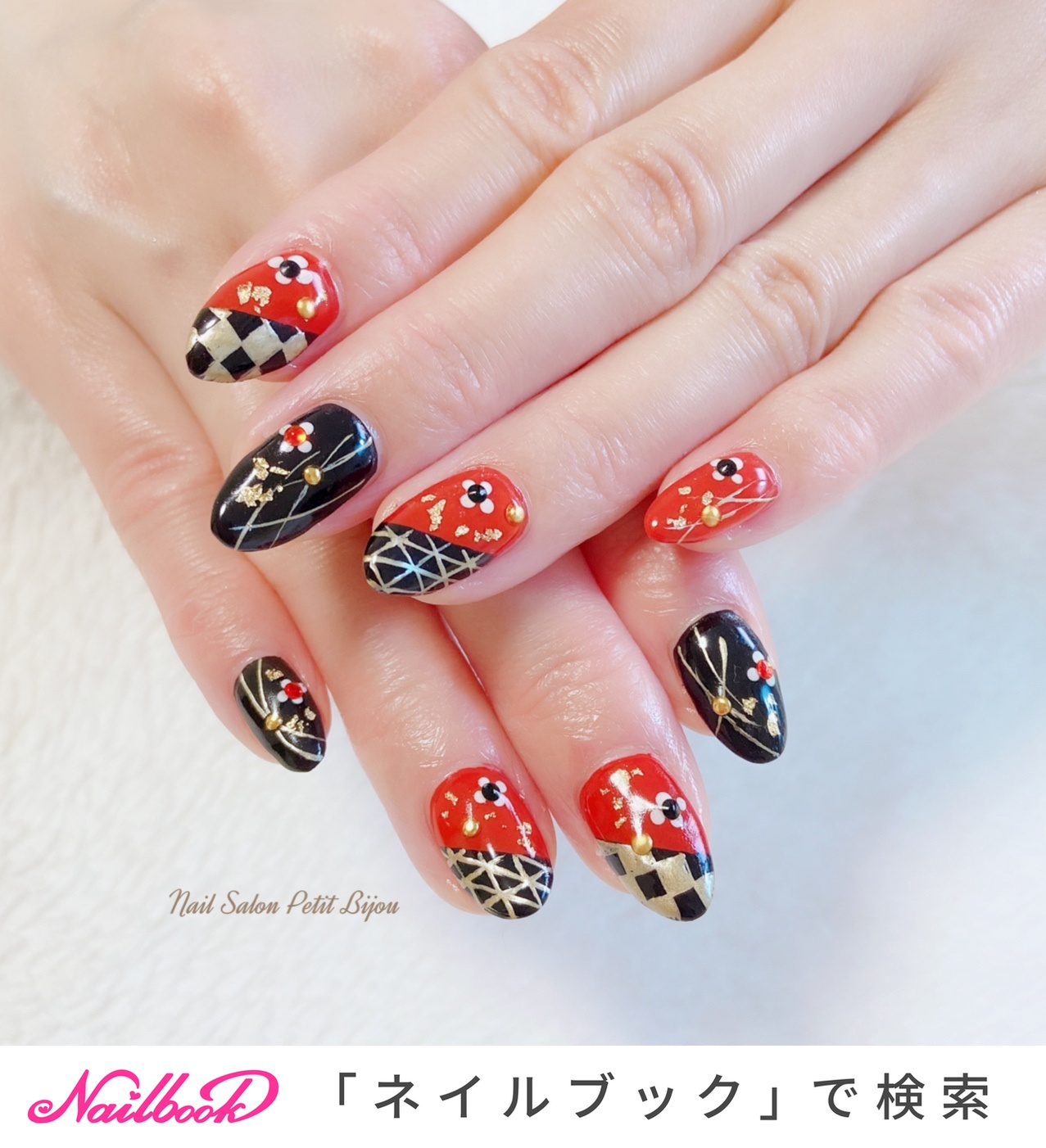 手書きジェルアートのネイルデザイン ネイルブック