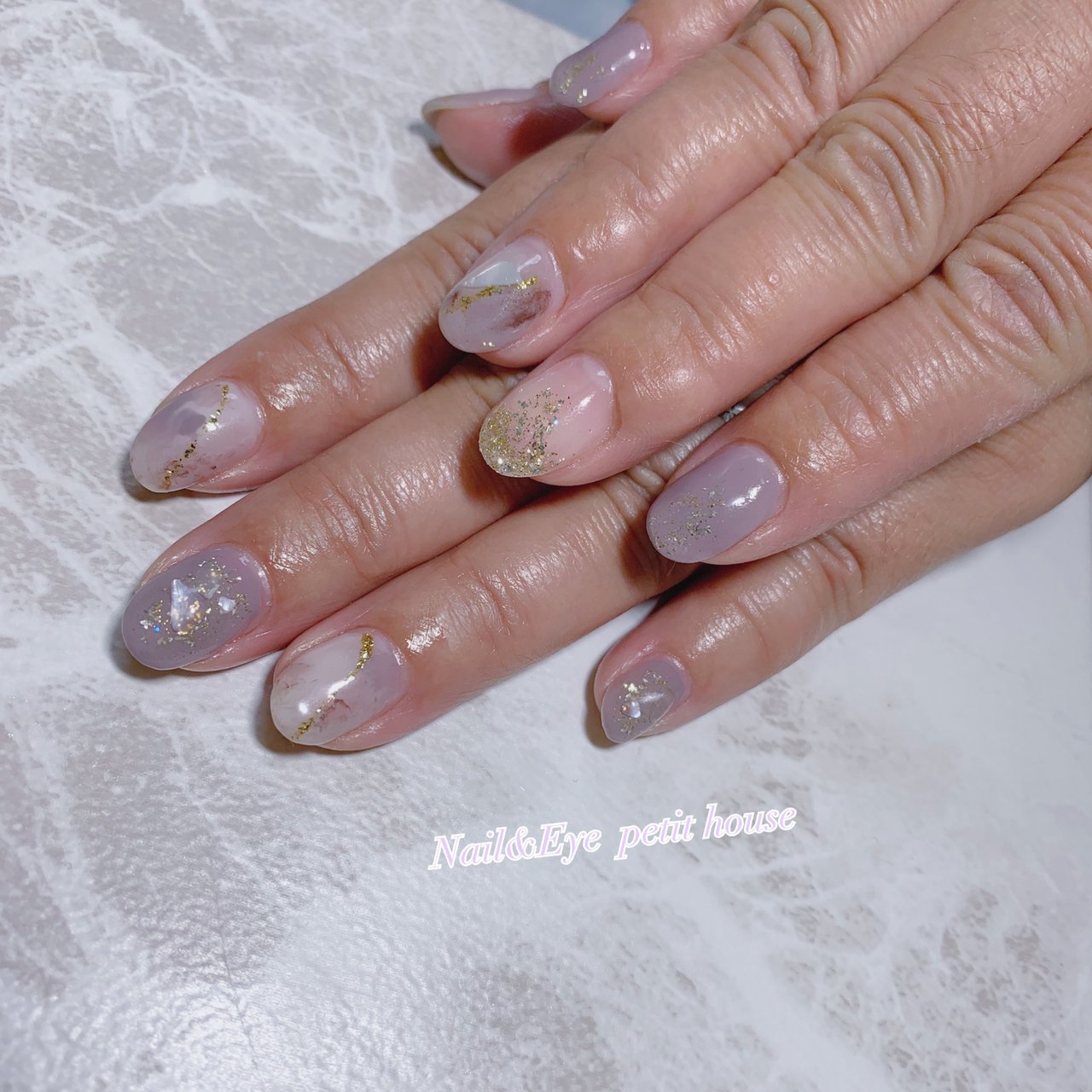 冬 ハンド ショート ホワイト パープル Nail Eye Petit Houseのネイルデザイン No ネイルブック