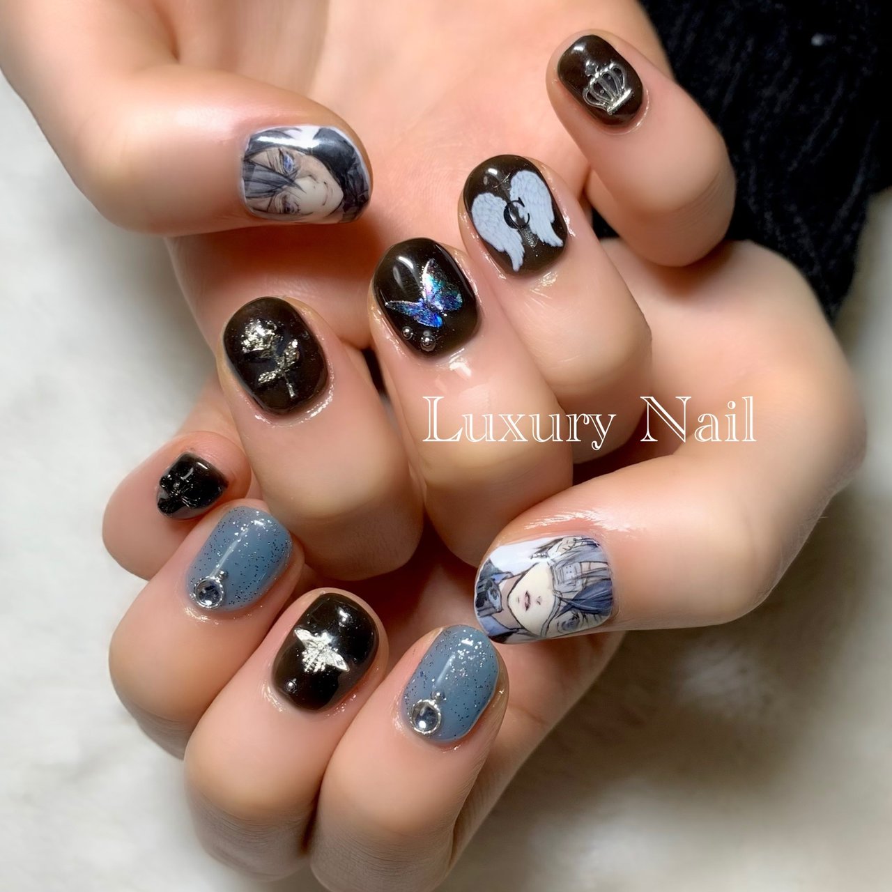 ゆめかわ×ダーク×キャラ ネイル オールシーズン/成人式/ライブ/クリスマス/ハンド - Luxury Nailの