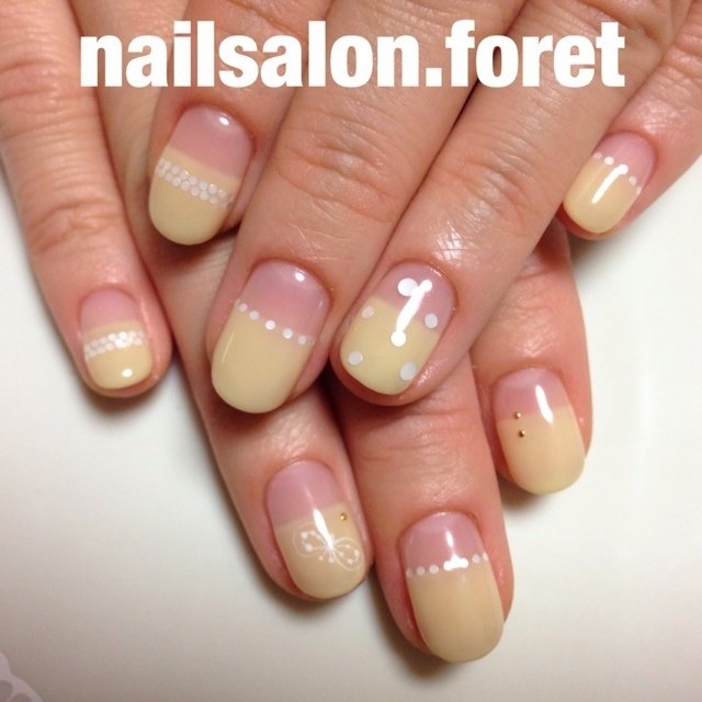 春 ハンド フレンチ イエロー ジェル Nailsalon Foretのネイルデザイン No 4005 ネイルブック