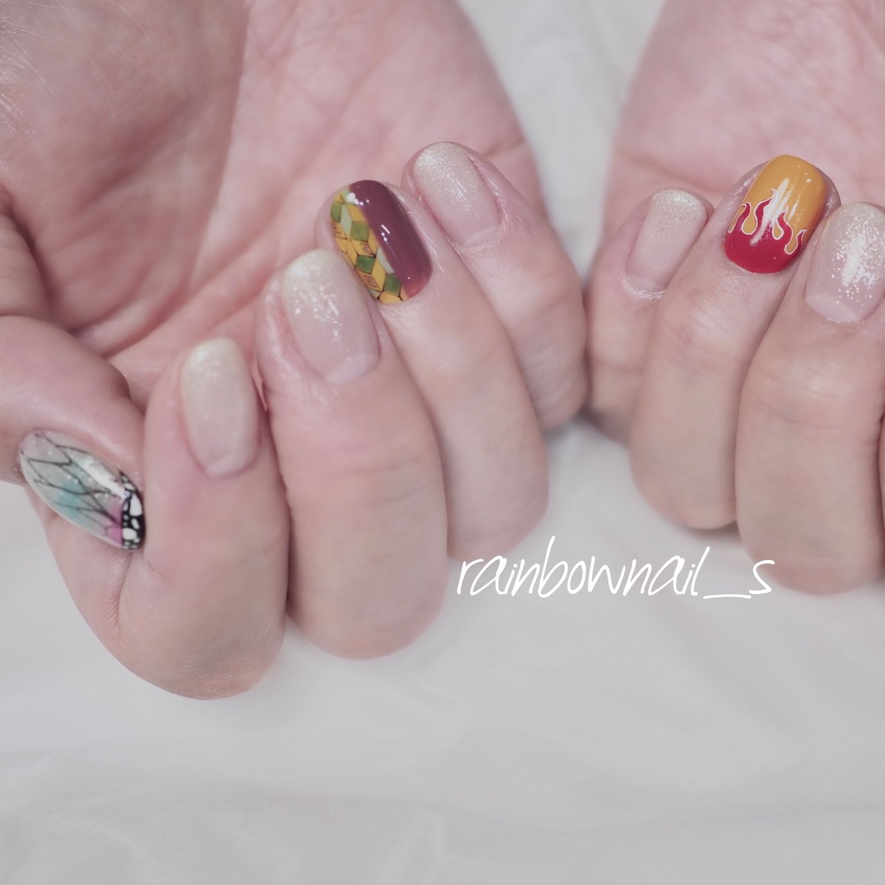 レッド オレンジ グリーン Rainbownailsのネイルデザイン No ネイルブック