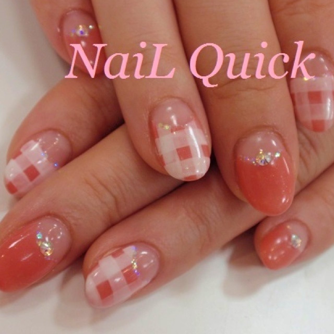 春 ハンド チェック ピンク ジェルネイル Nail Parfaitのネイルデザイン No 8464 ネイルブック