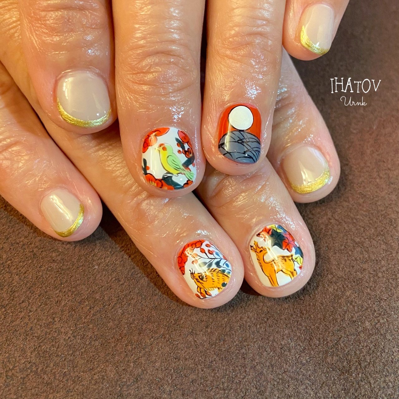冬 お正月 成人式 ハンド 変形フレンチ Ihatov Nailarts のネイルデザイン No ネイルブック