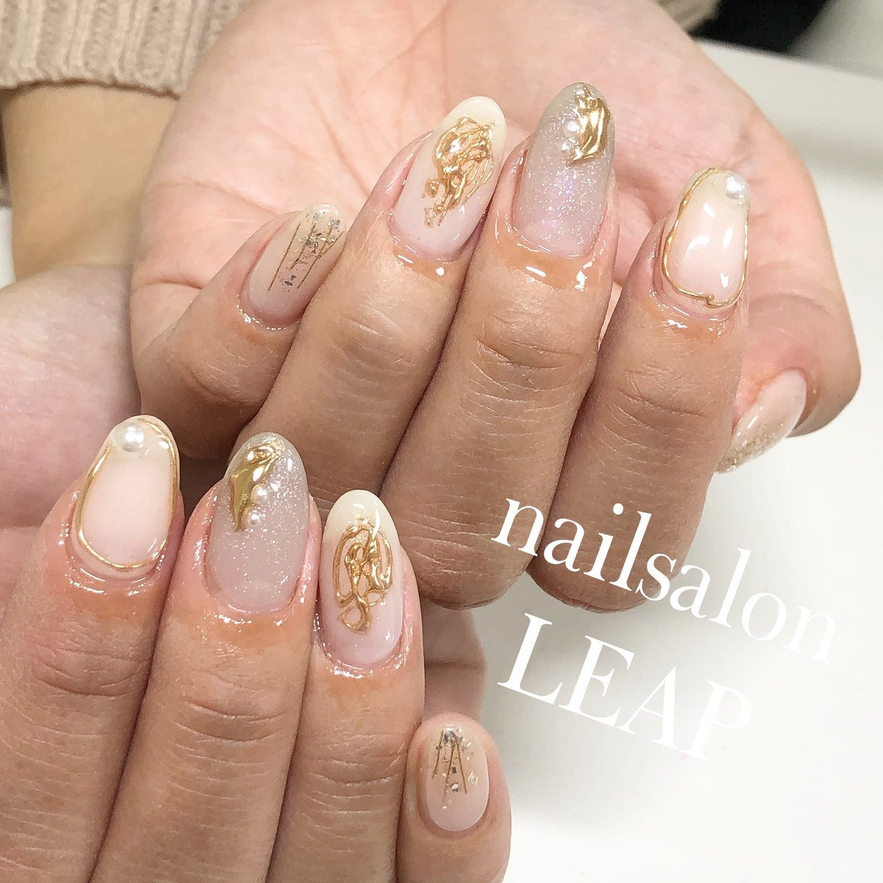 冬 オールシーズン お正月 ホワイト ゴールド Nailsalon Leapのネイルデザイン No ネイルブック