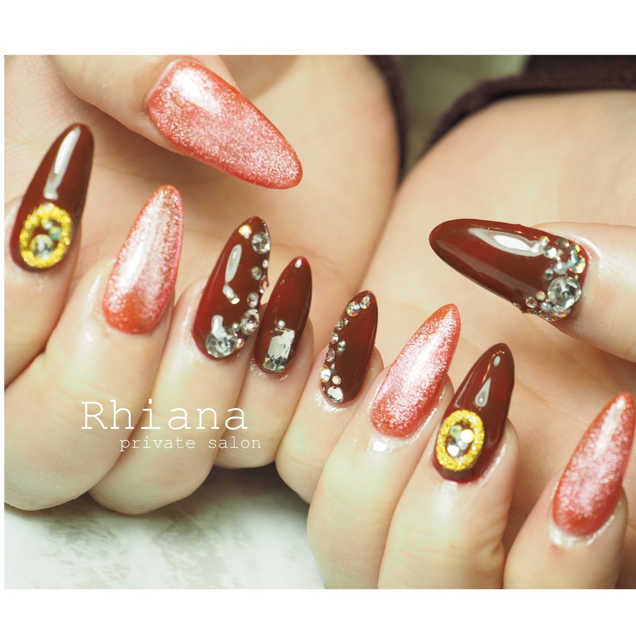 冬 オールシーズン バレンタイン ハンド ビジュー Privatenailsalon Rhianaのネイルデザイン No ネイル ブック