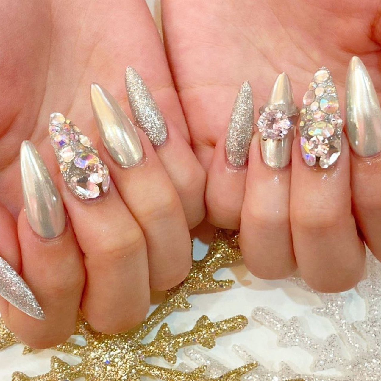 ミラー/スカルプチュア - NAILSGOGO shibuya nailsalonのネイル