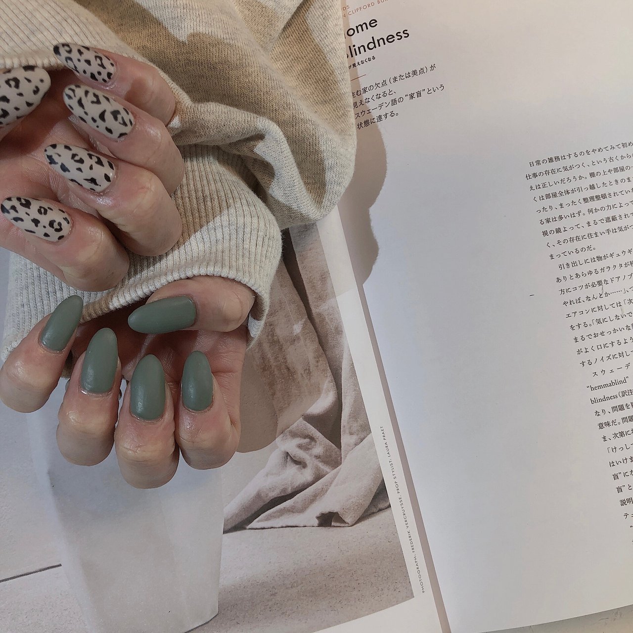シンプル/マット/レオパード/ベージュ/グリーン - Nail‎ Lipineのネイルデザイン[No.5980076]｜ネイルブック
