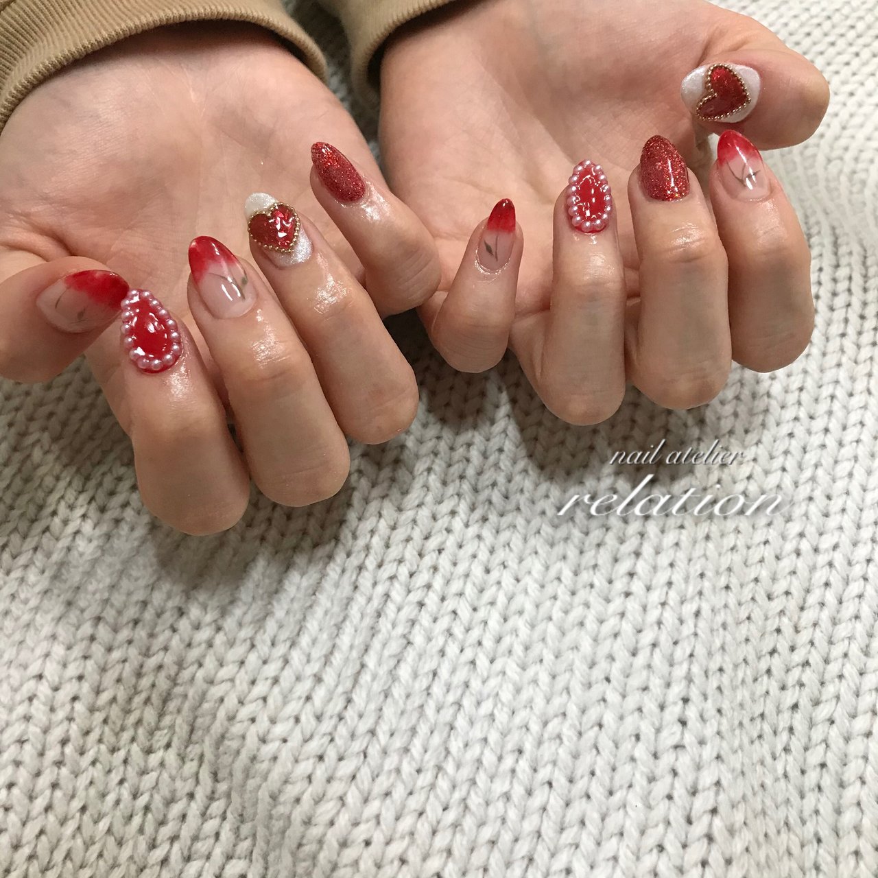 バレンタイン 女子会 ハンド ハート フルーツ Namiのネイルデザイン No ネイルブック
