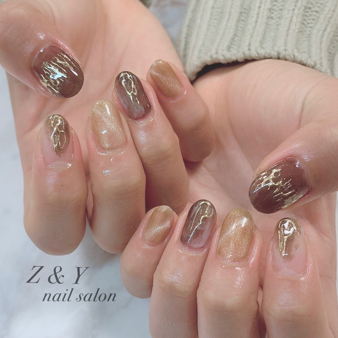 冬 成人式 オフィス 女子会 ハンド Z Y Nail博多駅前店 Sayaka のネイルデザイン No ネイルブック