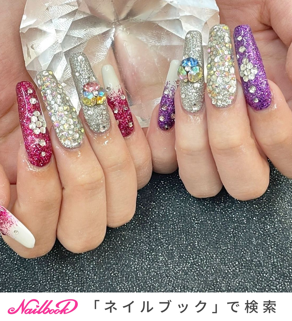 パープルラメのネイルデザイン ネイルブック