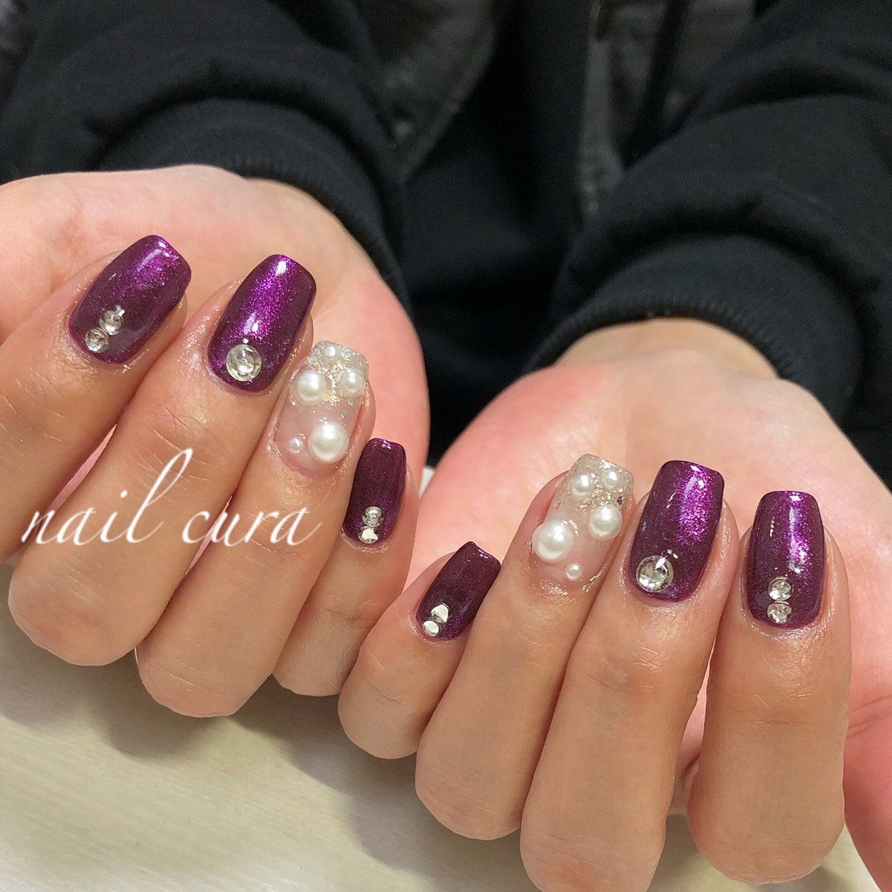 冬 ハンド シンプル グラデーション ラメ Nailcuraのネイルデザイン No ネイルブック