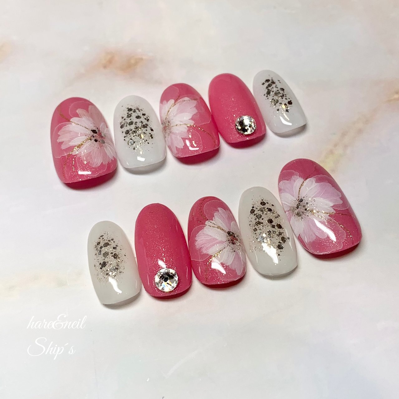 成人式 ハンド フラワー たらしこみ 和 Ship S のネイルデザイン No ネイルブック