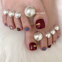 フット ボルドー グレーのネイルデザイン ネイルブック