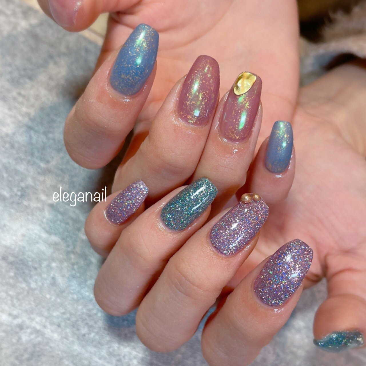 ラメ ピンク ターコイズ ブルー Elega Nailのネイルデザイン No ネイルブック