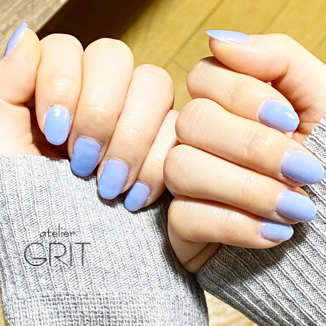 オールシーズン ハンド シンプル ショート 水色 Katuhiko358のネイルデザイン No ネイルブック