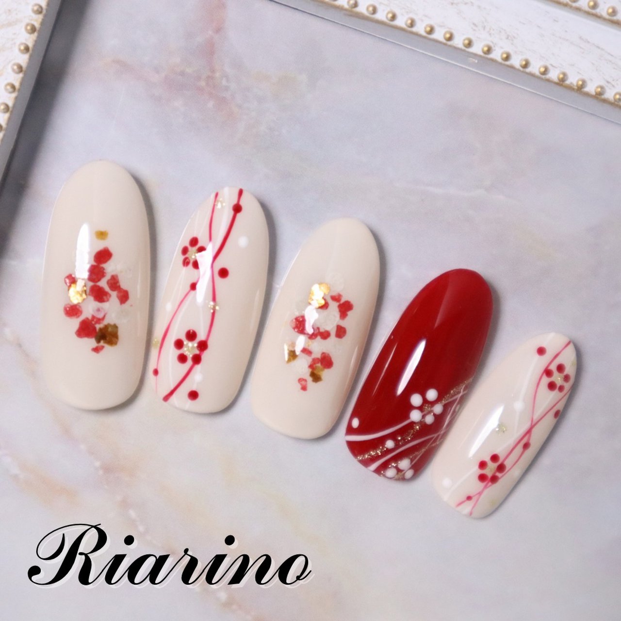 冬 オールシーズン お正月 女子会 ハンド Riarino オーダーネイルチップ販売のネイルデザイン No ネイルブック