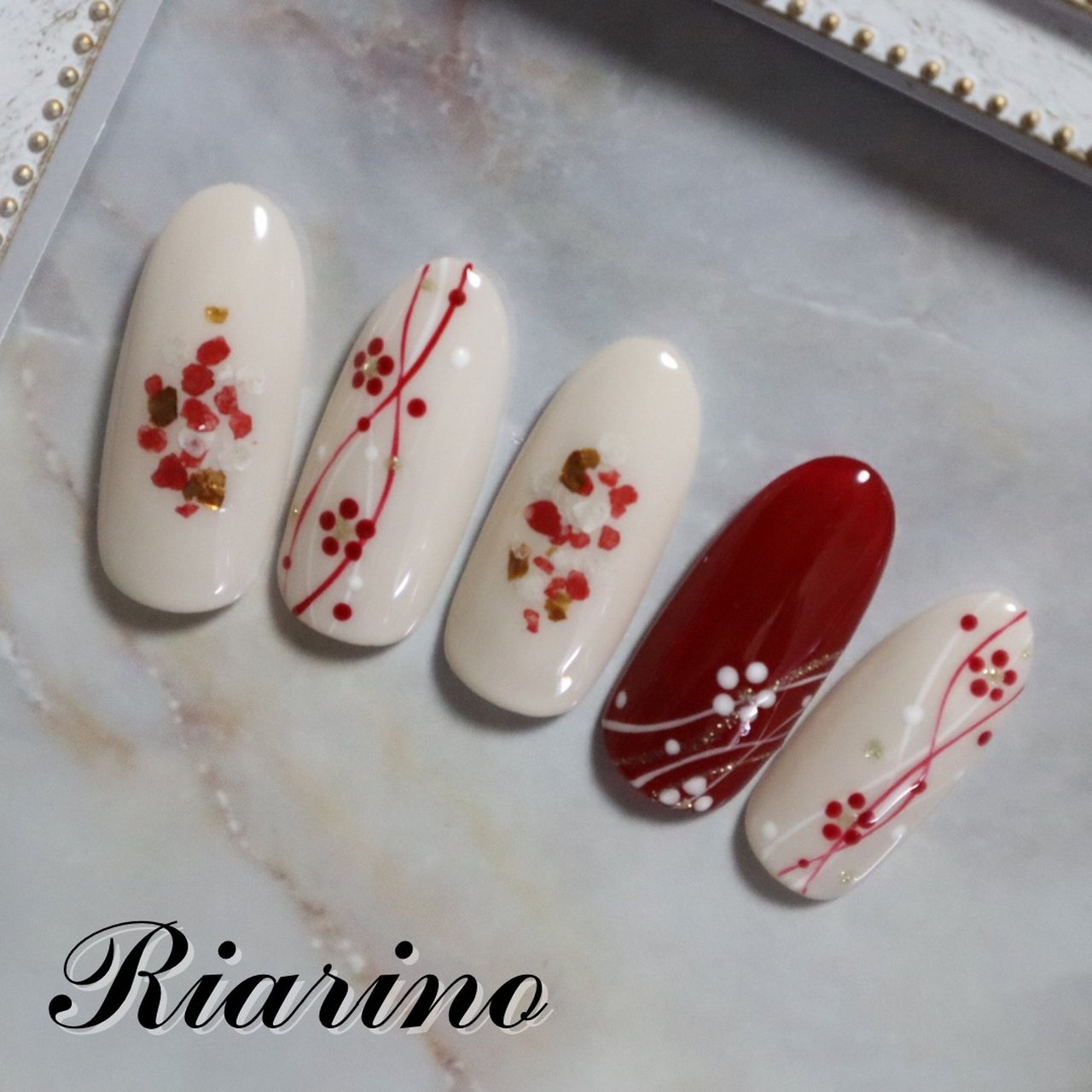 冬 オールシーズン お正月 女子会 ハンド Riarino オーダーネイルチップ販売のネイルデザイン No ネイルブック