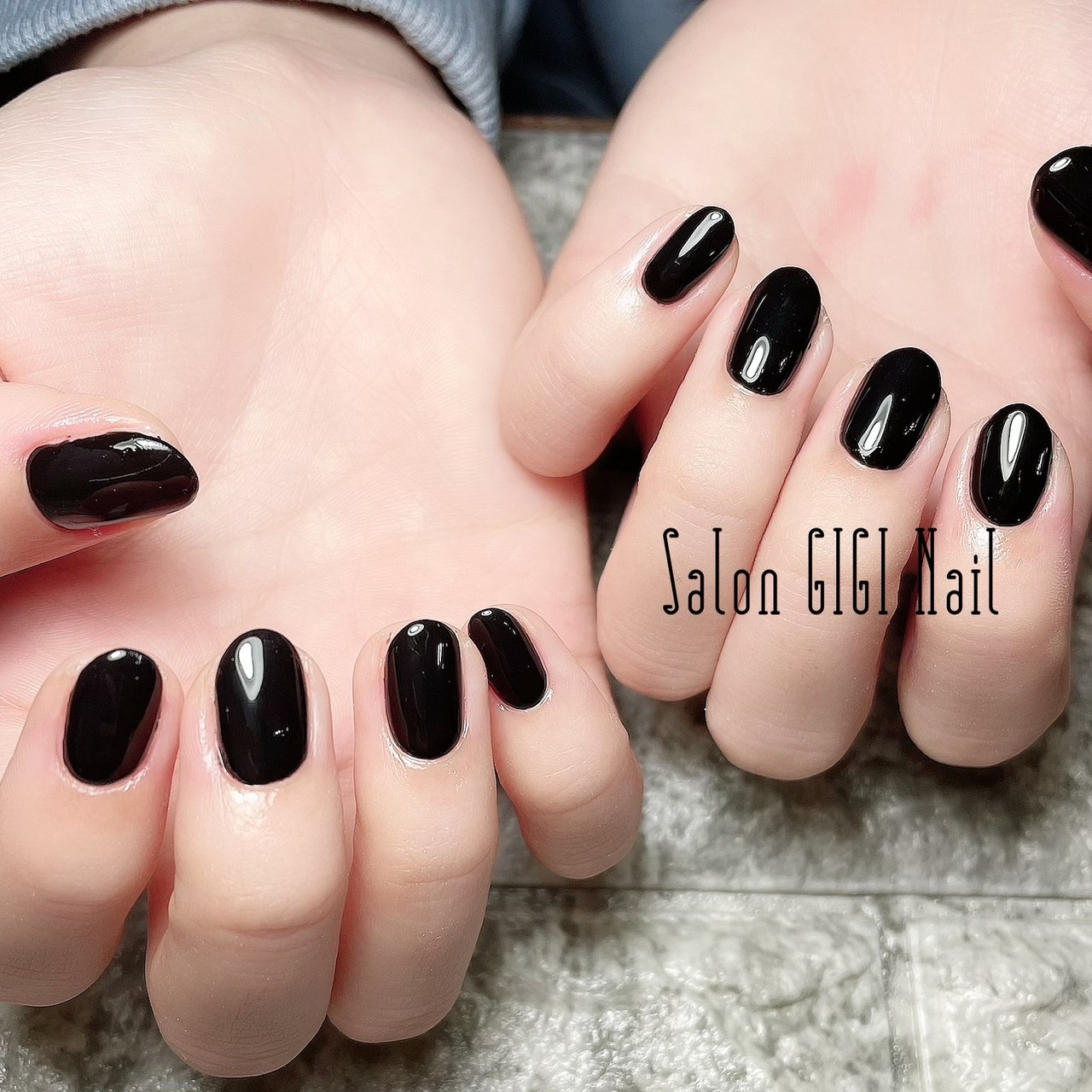 オールシーズン ハンド ワンカラー ミディアム ブラック Salon Gigi Nail のネイルデザイン No ネイルブック