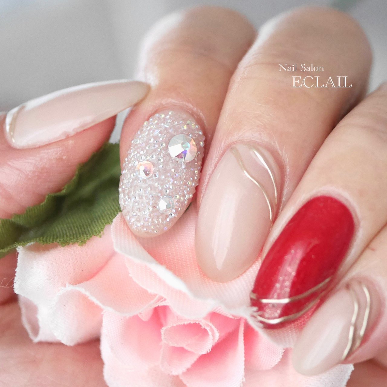 春 冬 バレンタイン パーティー ビジュー Eclail エクレイルのネイルデザイン No ネイルブック