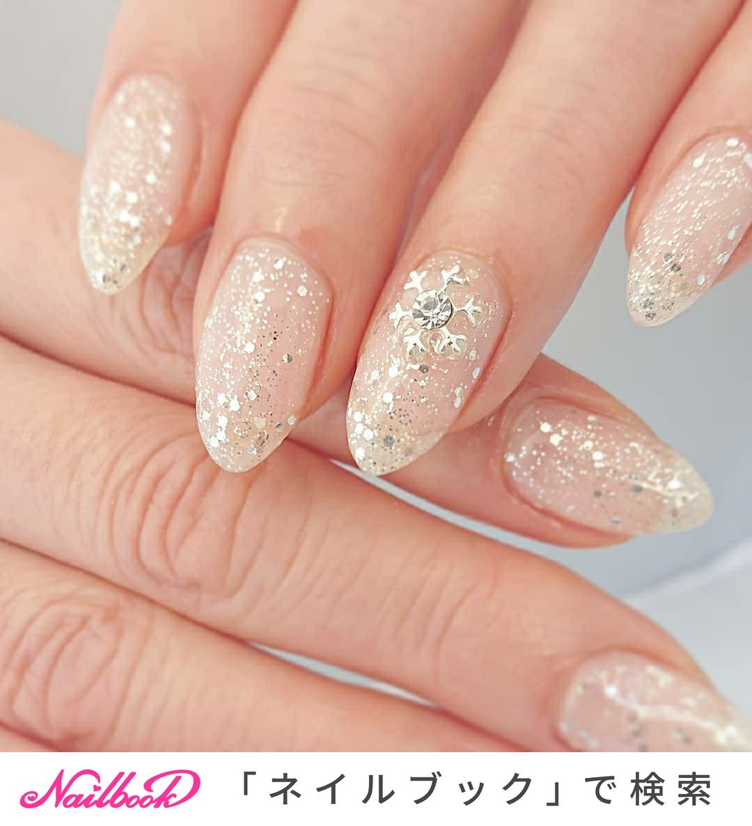 人気順｜ホワイト(白)/#シルバーラメワンカラーのネイルデザイン