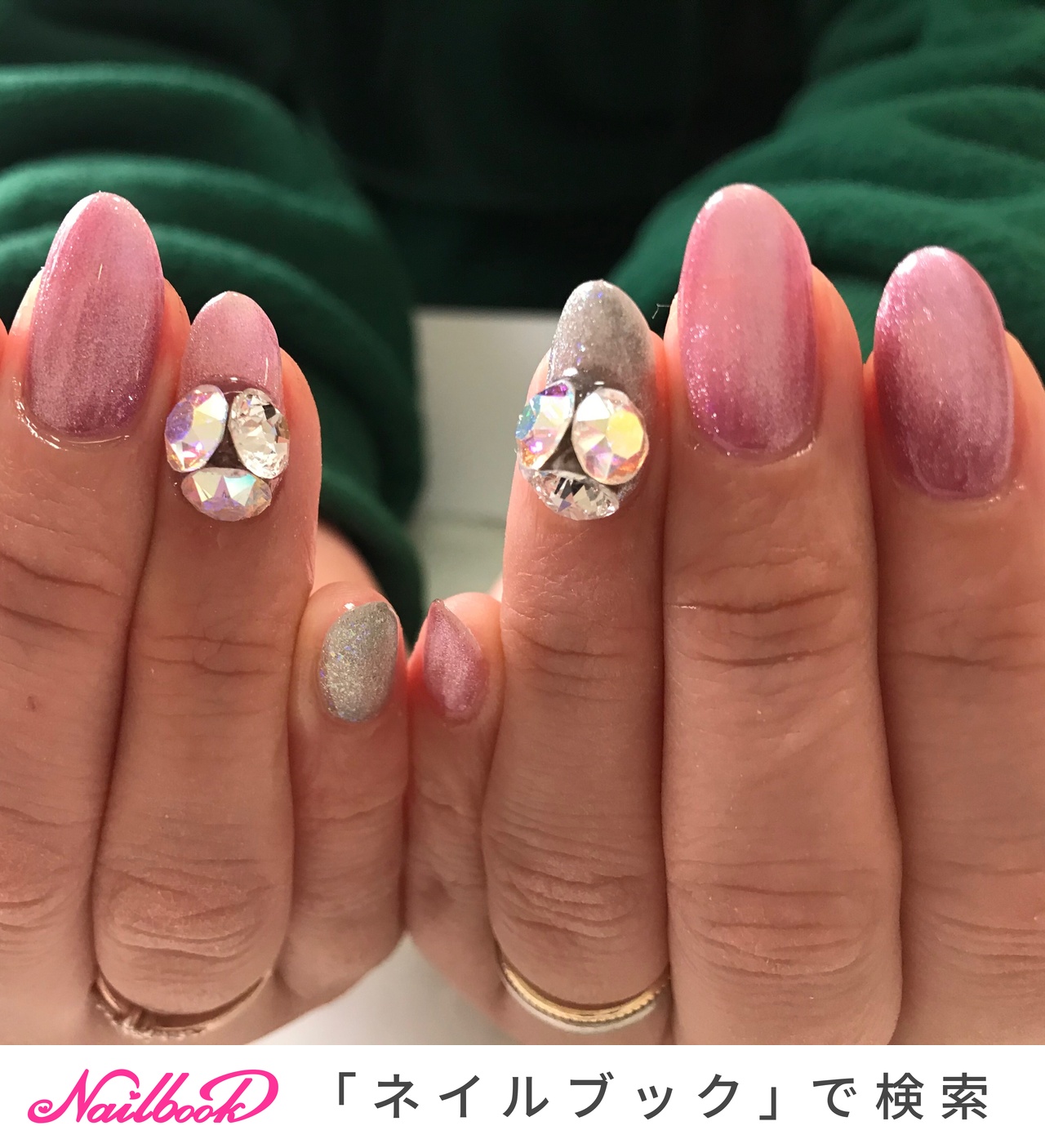 シンプル/ビジュー/マグネット/ピンク/シルバー - NAIL room シンプル/ビジュー/マグネット/ピンク/シルバー - NAIL room