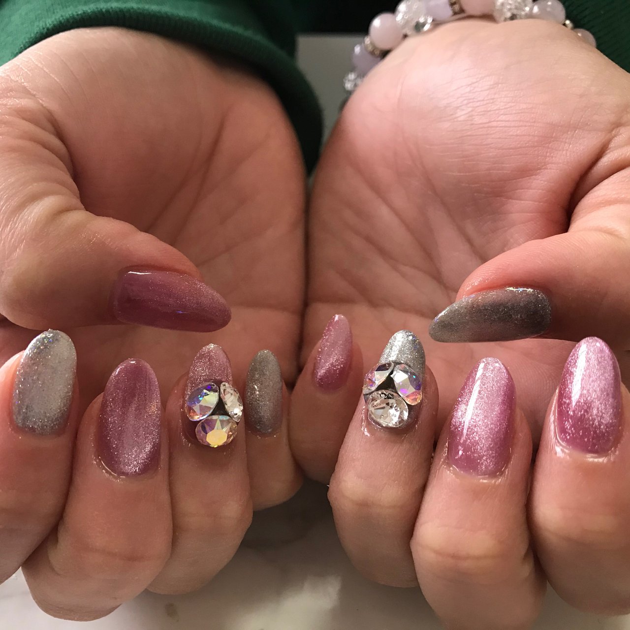 シンプル/ビジュー/マグネット/ピンク/シルバー - NAIL room シンプル/ビジュー/マグネット/ピンク/シルバー - NAIL room