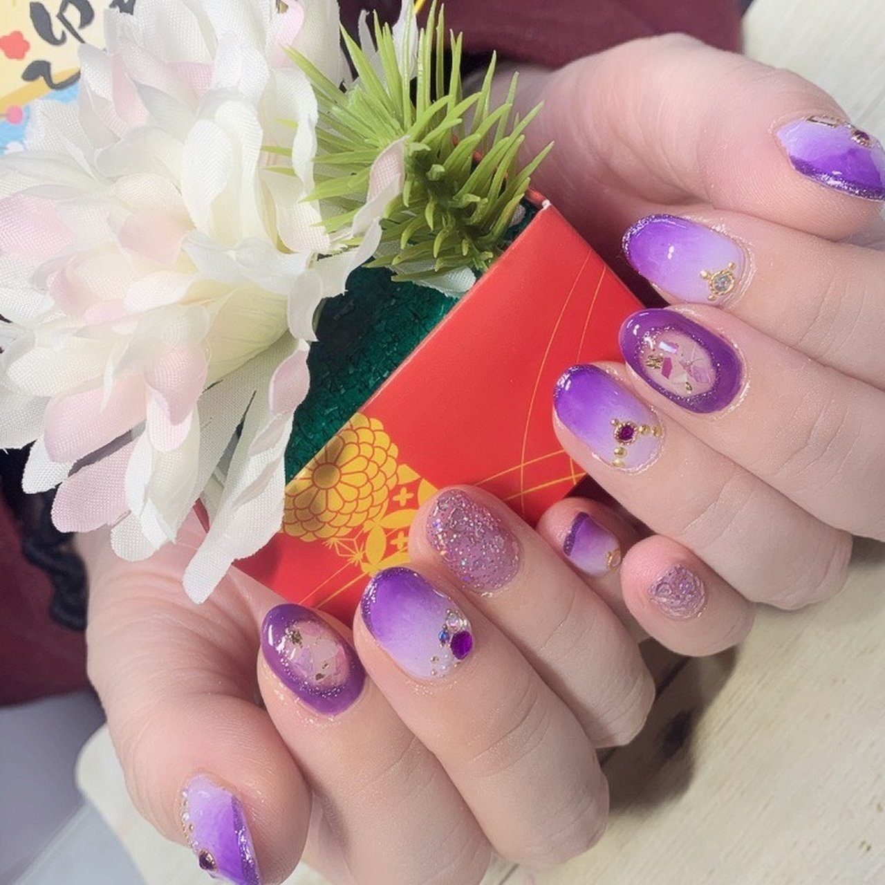 オールシーズン ハンド グラデーション ホログラム ラメ 彩爪花のネイルデザイン No ネイルブック