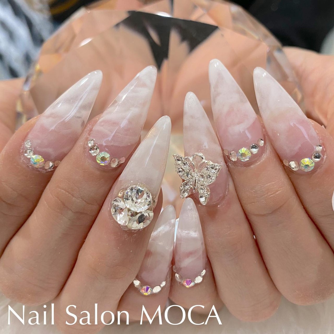 オールシーズン ブライダル パーティー ハンド マーブル Nail Salon Mocaのネイルデザイン No ネイルブック