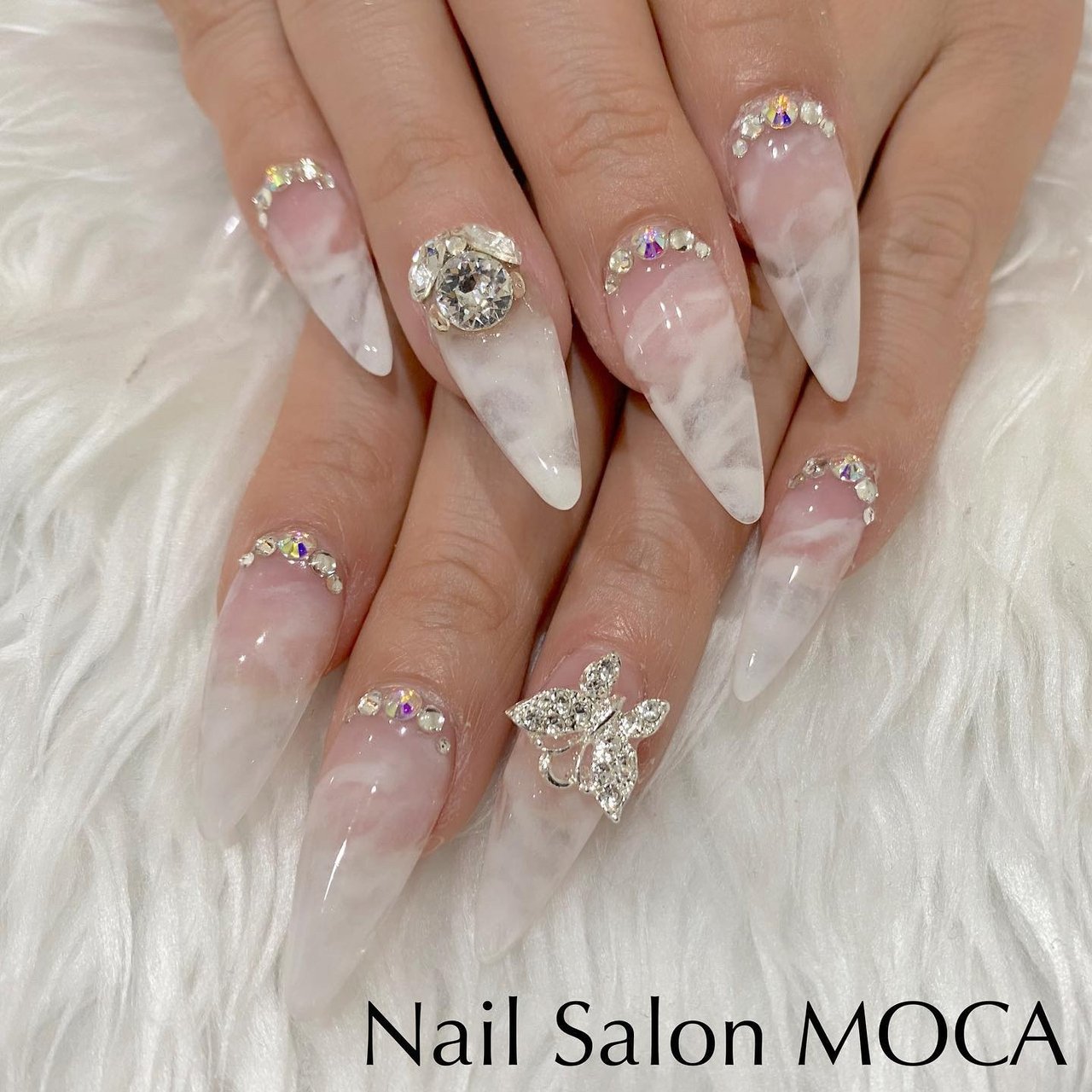 オールシーズン ブライダル パーティー ハンド マーブル Nail Salon Mocaのネイルデザイン No ネイルブック