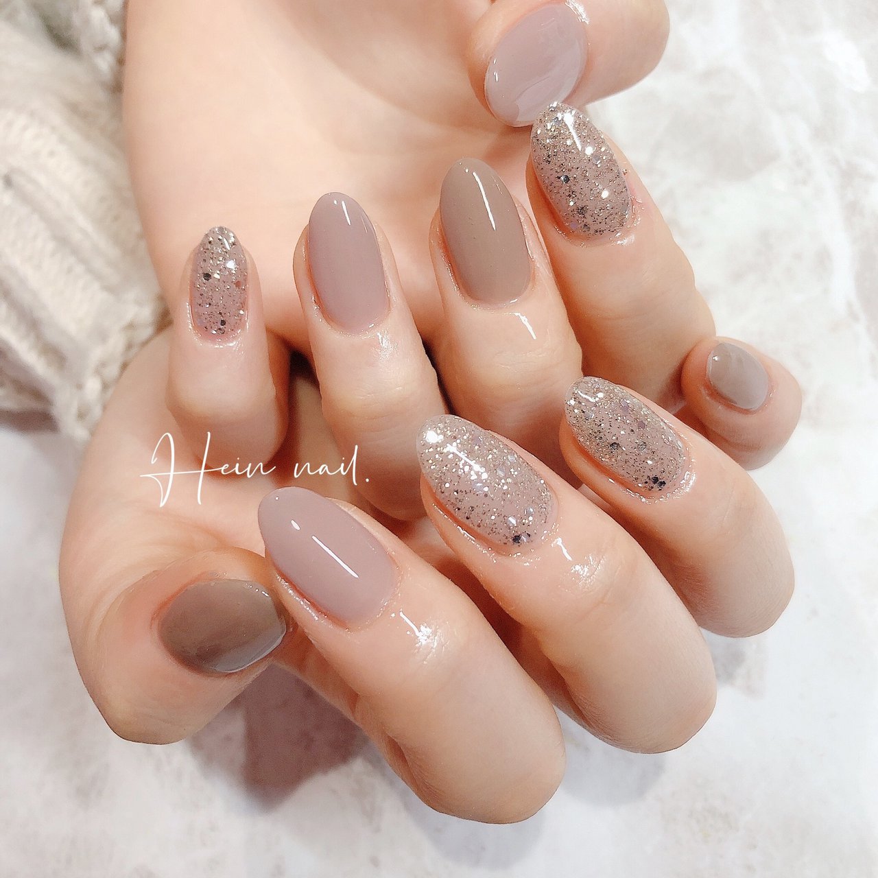 ベージュ グレージュ ゴールド Hein Nail のネイルデザイン No ネイルブック