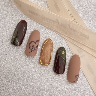 抹茶チョコのネイルデザイン ネイルブック
