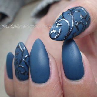 ブルー(青)/#マット＆グロスのネイルデザイン｜ネイルブック