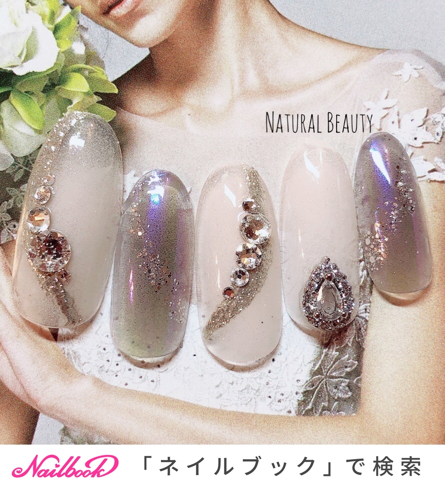 冬 ブライダル パーティー ハンド ビジュー Naturalbeautyのネイルデザイン No ネイルブック