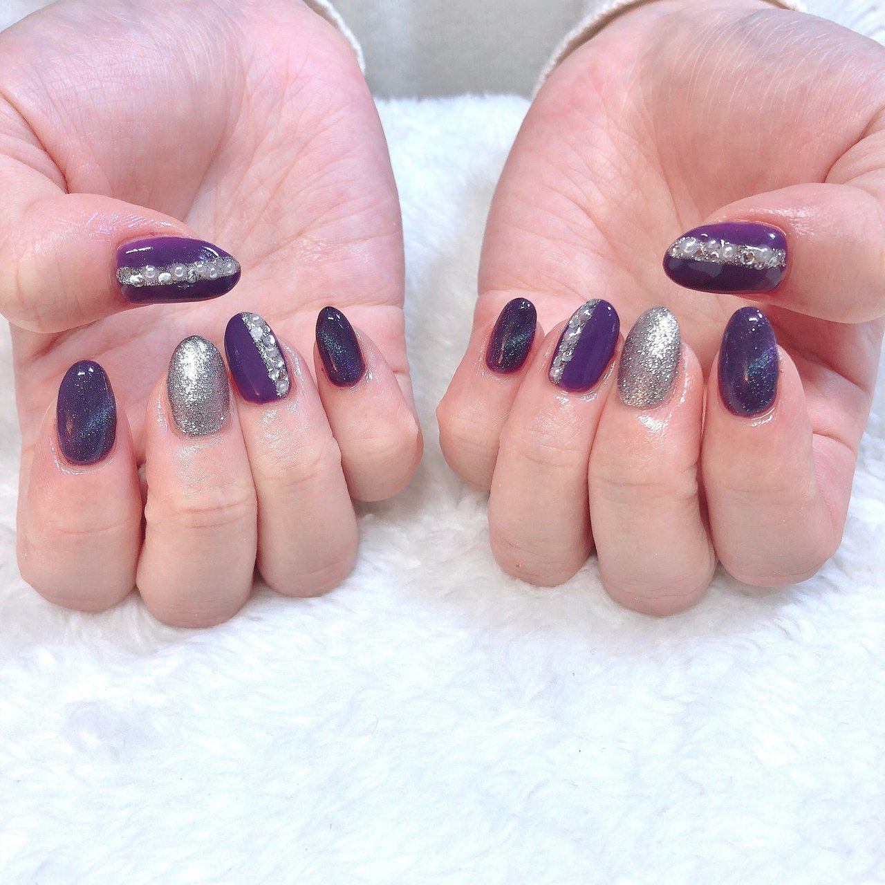 ネイビー パープル シルバー Crystal R Nail Salon のネイルデザイン No ネイルブック