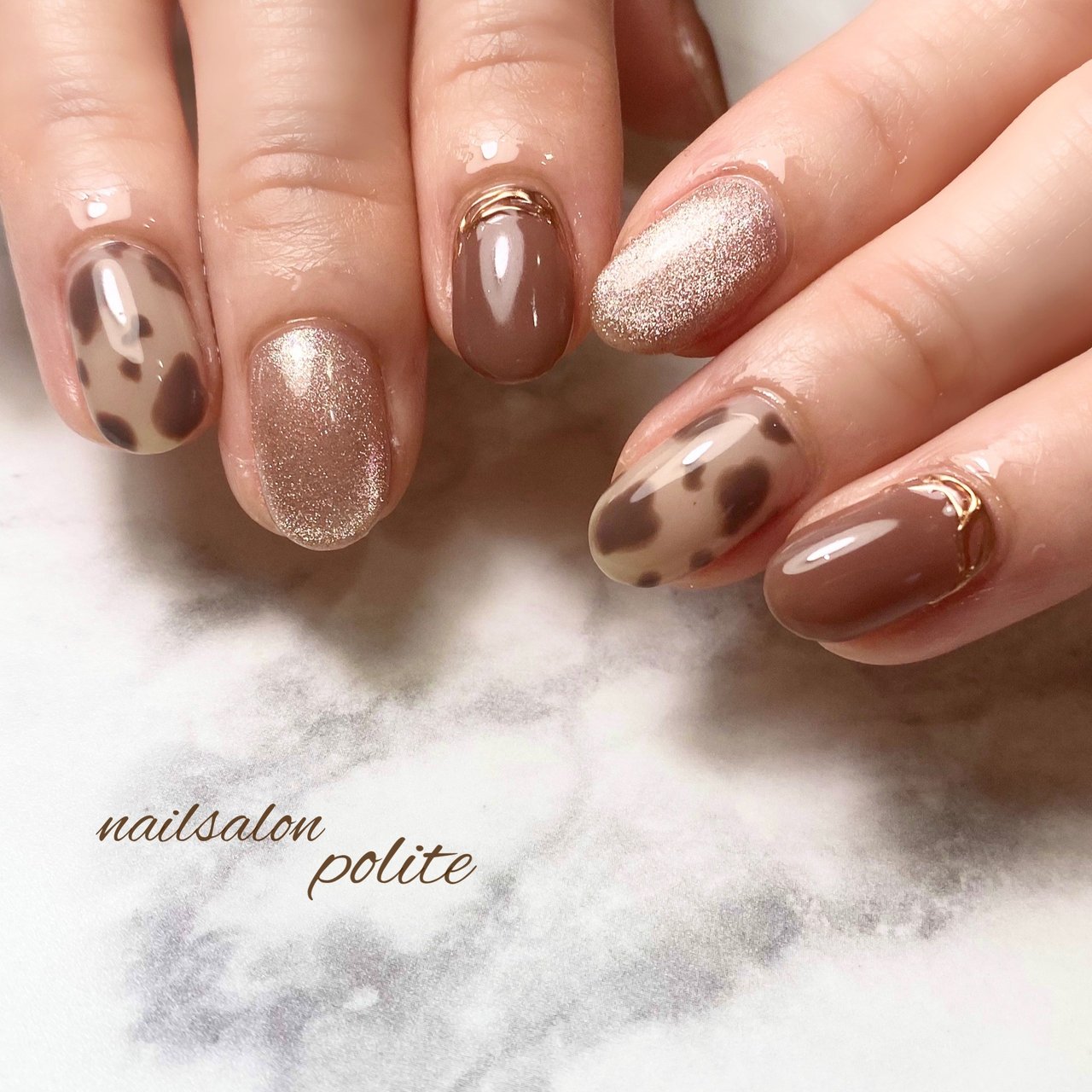 秋 冬 ハンド ワンカラー アニマル柄 Nailsalon Politeのネイルデザイン No ネイルブック