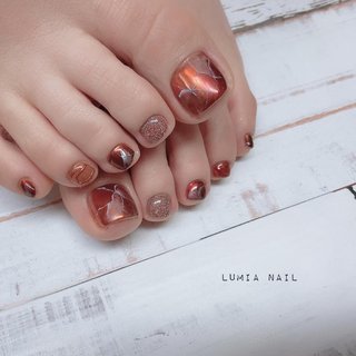 おすすめ順 オレンジ ペディキュア 赤のネイルデザイン ネイルブック