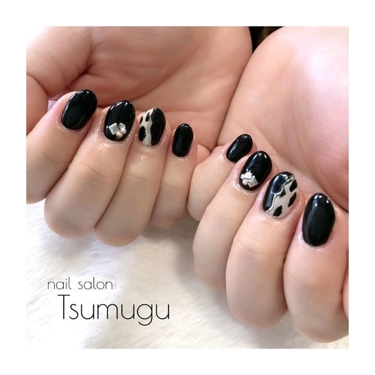 冬 ハンド ワンカラー アニマル柄 ミラー Nail Salon Tsumugu ネイルサロン ツムグ のネイルデザイン No ネイルブック