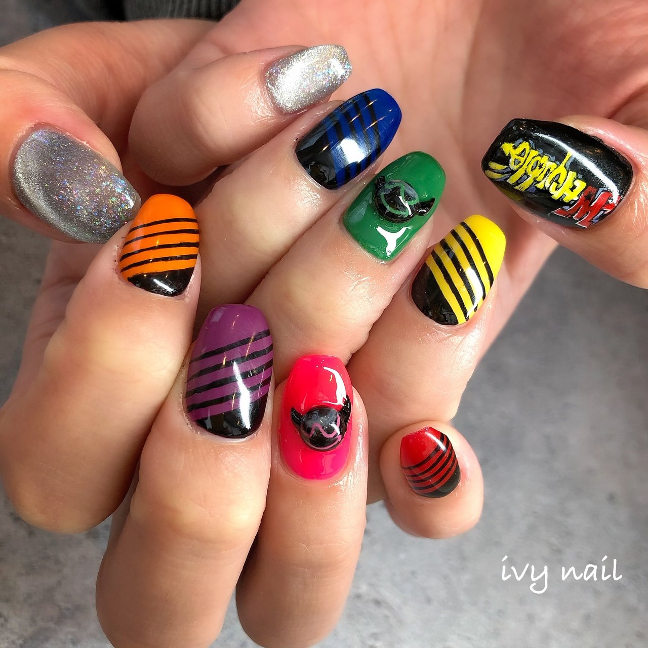 オールシーズン ライブ ハンド ミディアム カラフル Ivy Nailのネイルデザイン No ネイルブック