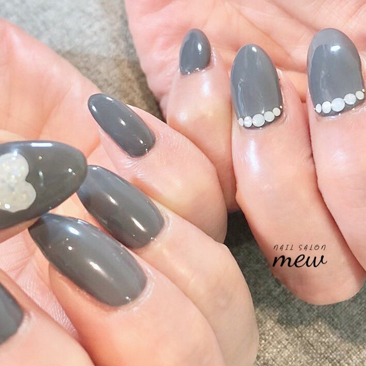 オールシーズン ハンド ワンカラー グレー ジェルネイル Nail Salon Mewのネイルデザイン No ネイルブック