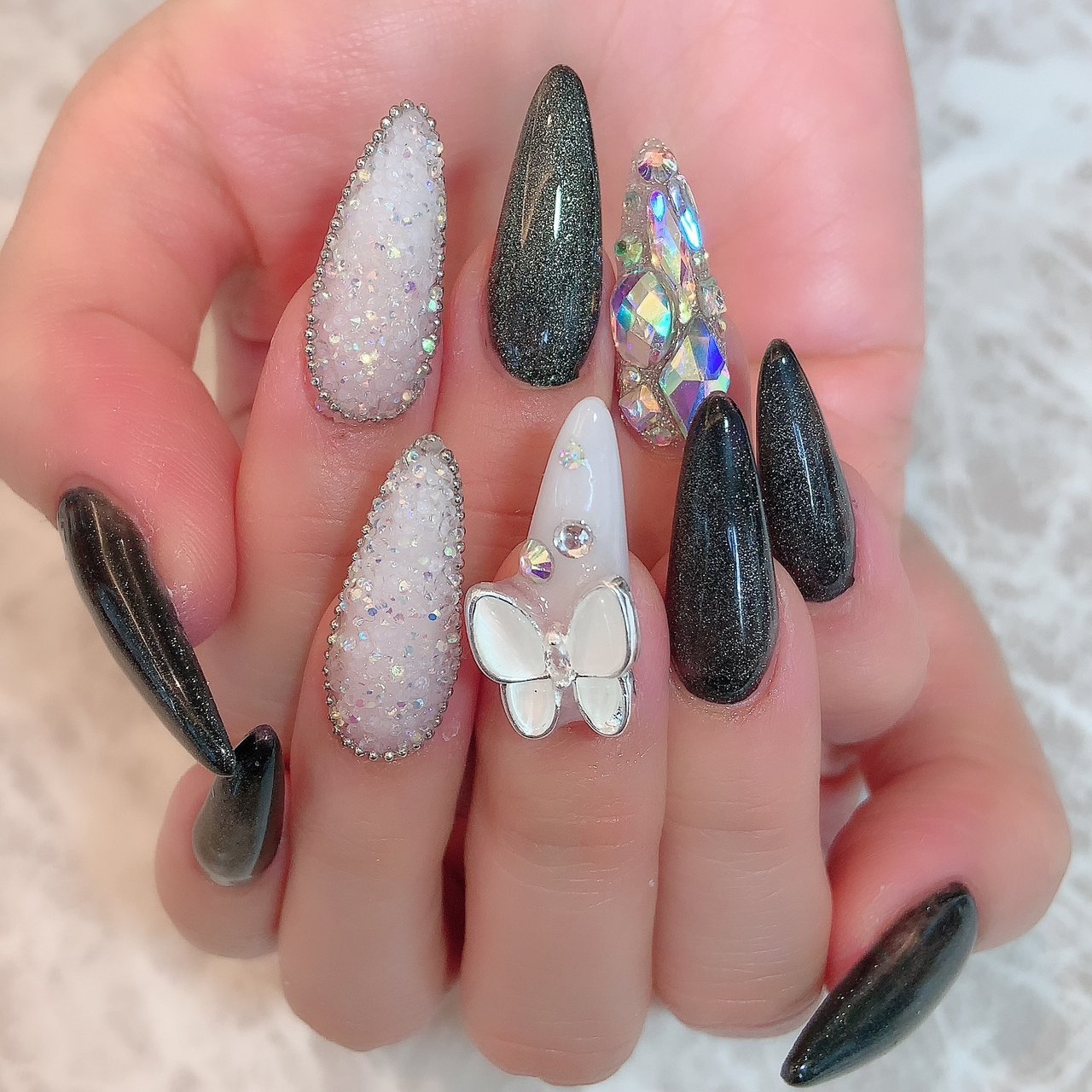 オールシーズン ハンド ビジュー クリスタルピクシー ロング Nailsalondecorのネイルデザイン No ネイルブック