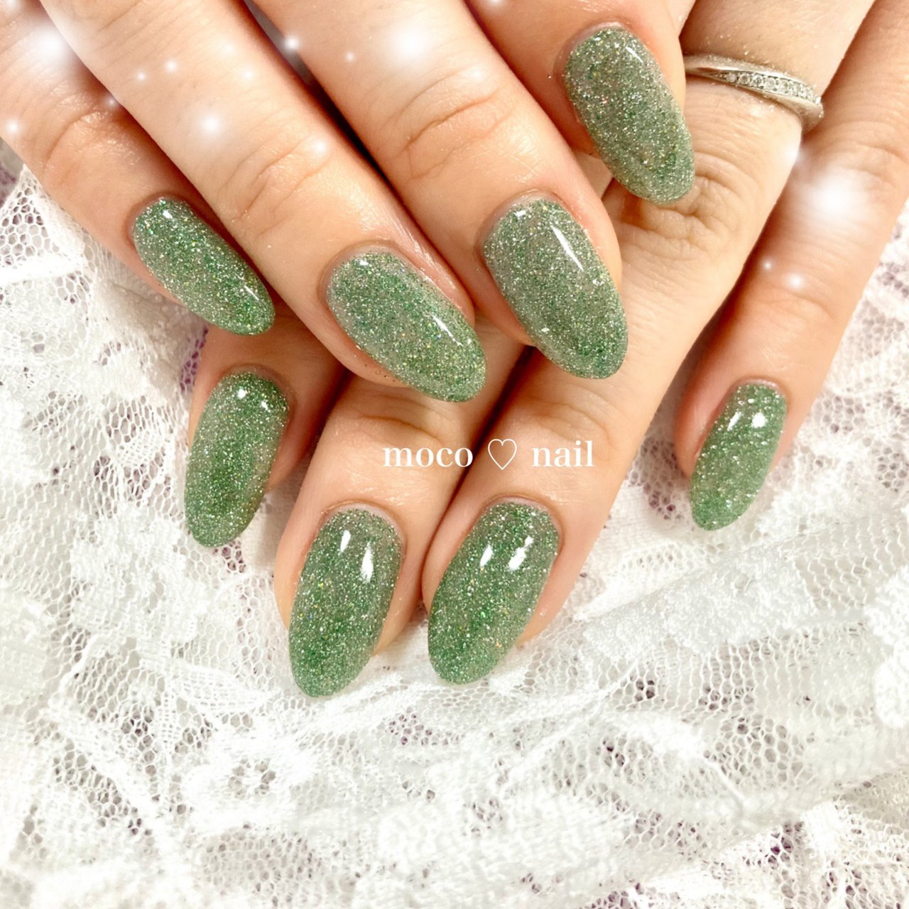 ハンド ラメ グリーン Moco Nailのネイルデザイン No ネイルブック
