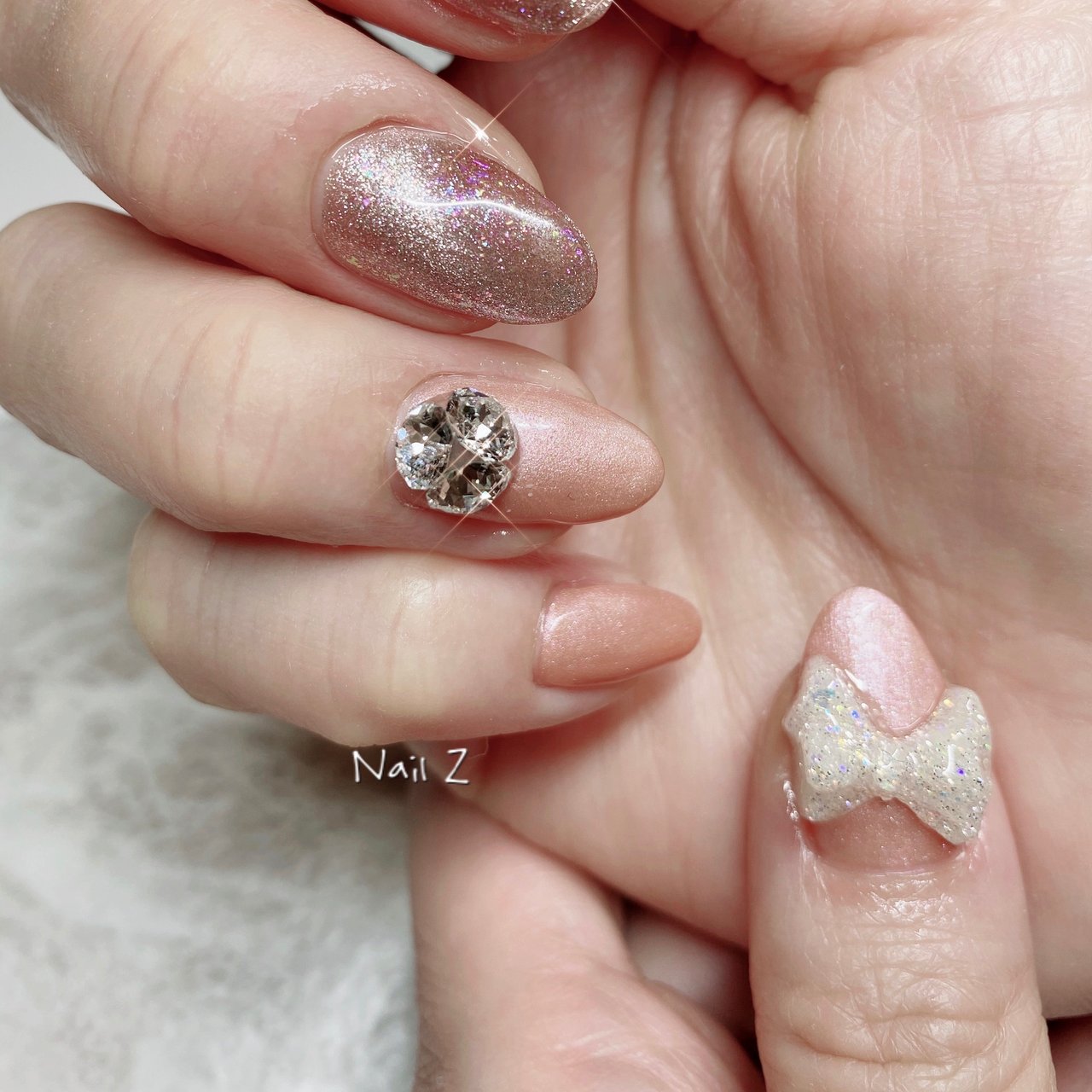 ビジュー/マグネット/リボン/ピンク - Nail Z (ネイルジー)のネイル