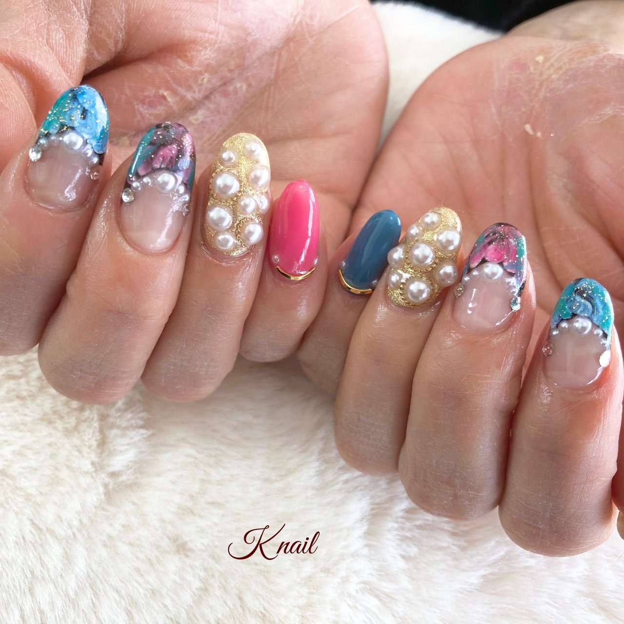 春 オールシーズン ハンド フレンチ ビジュー Keikoのネイルデザイン No ネイルブック