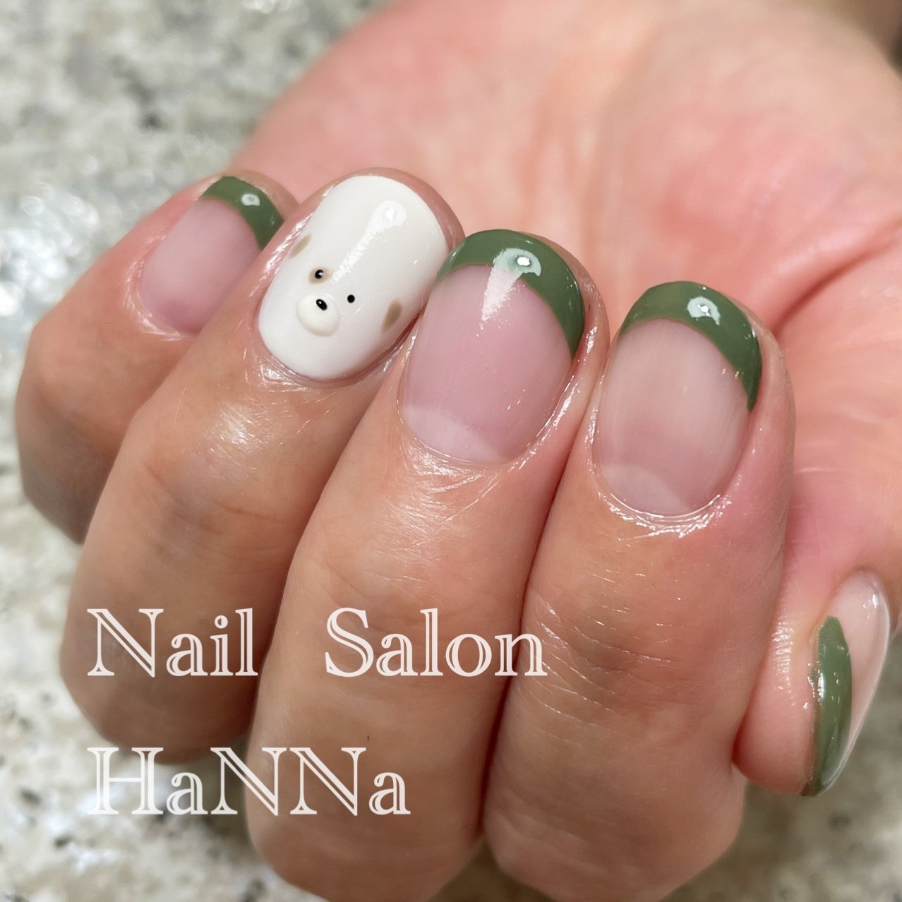 オールシーズン ハンド シンプル フレンチ アニマル柄 Nail Salon Hannaのネイルデザイン No ネイルブック